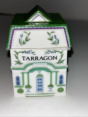 Lenox Tarragon Spice Jar House in Green, White, Purple, Blue